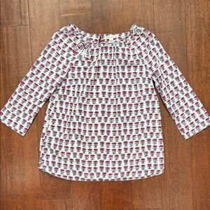 Crewcuts Kids Floral Peasant Blouse Lightweight Cotton, Pink and Purple, Size 14